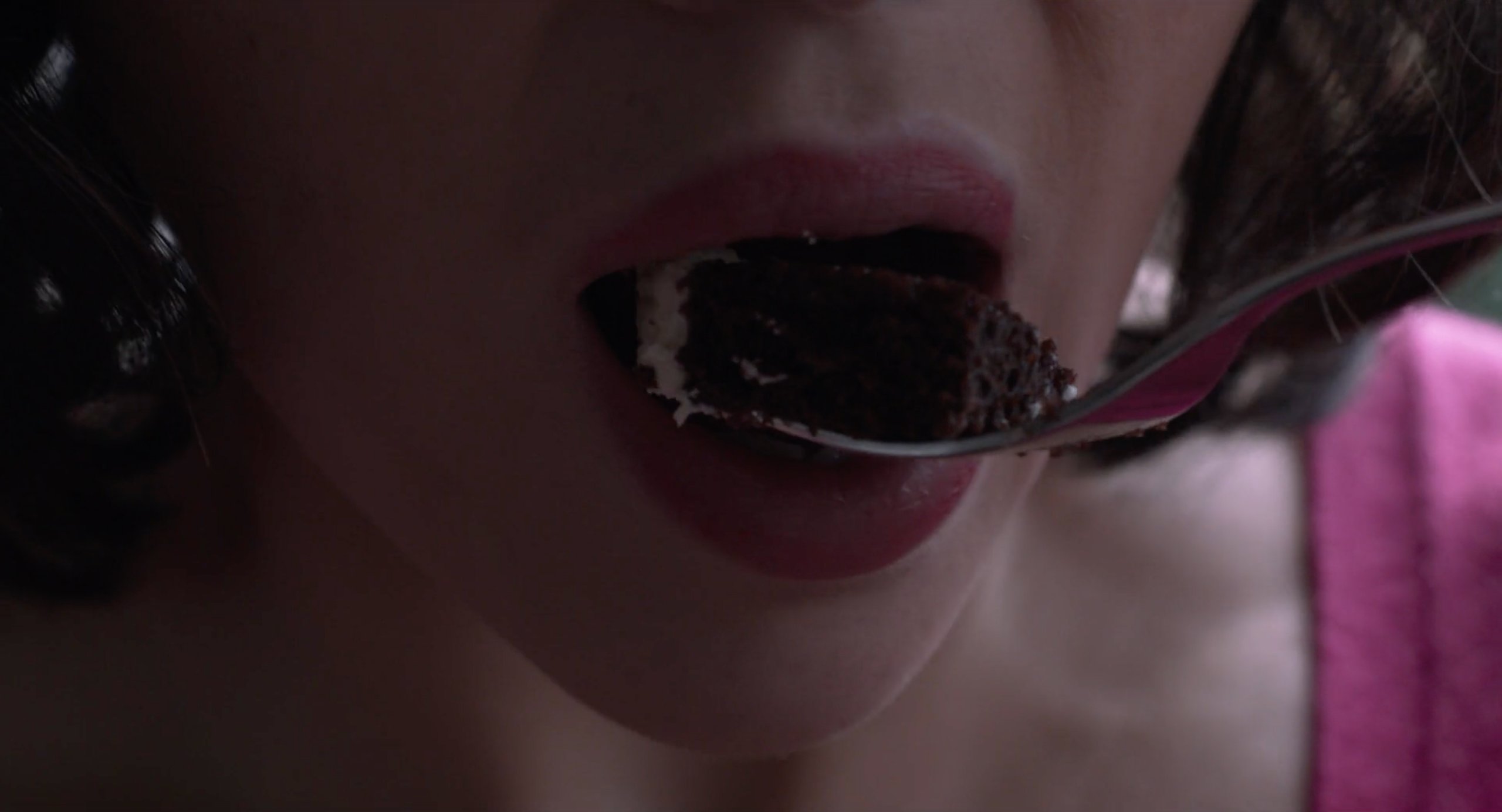 Scarlett Johansson eats cake in Under the Skin