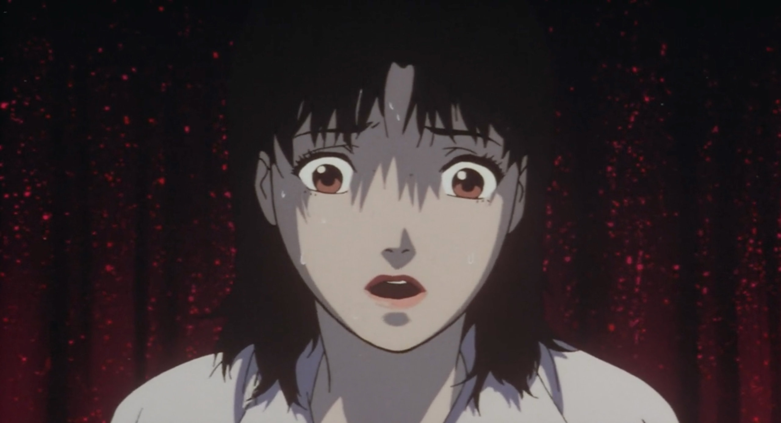 Mima stares at Me-Mania in horror in Perfect Blue