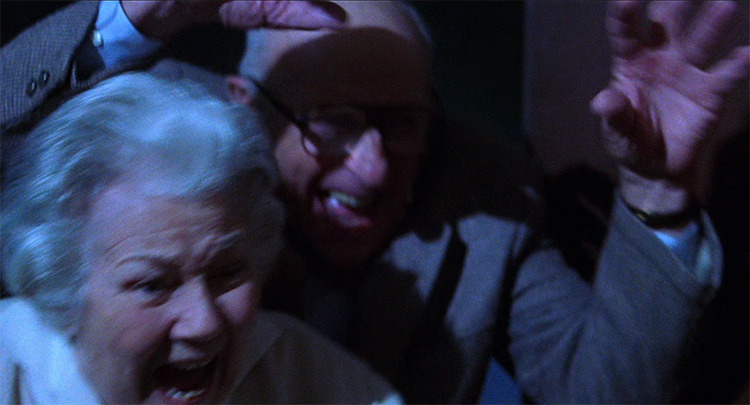 Irene (Jeanne Bates) and her husband scare Betty at the end of Mulholland Drive