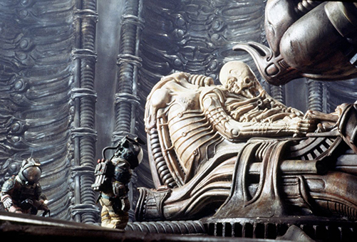 Space travelers discover the body of an Engineer in the Alien movie series