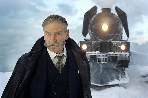 A detective walks away from a train in the snowy mountains