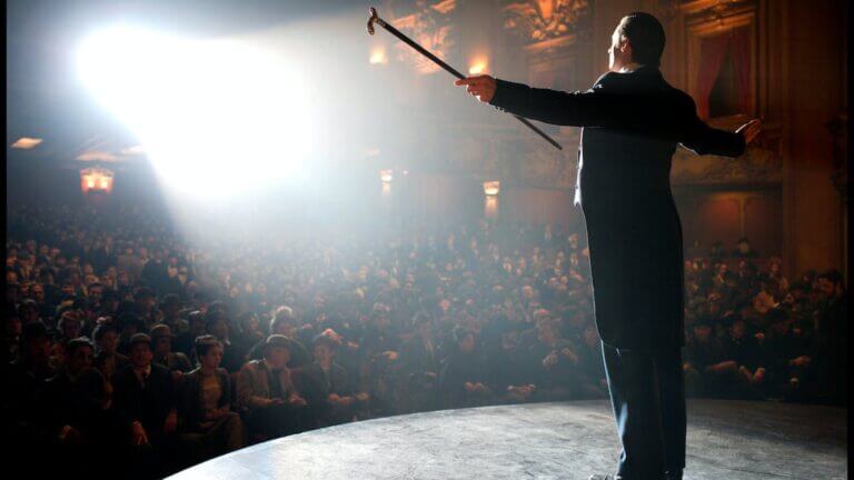 The Prestige magician on stage