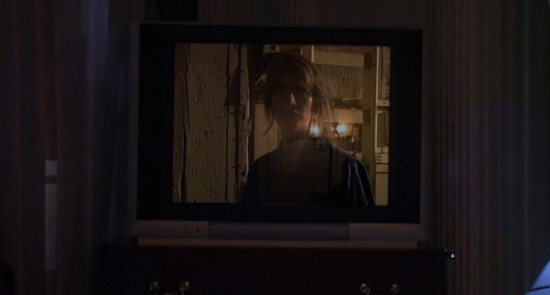 A woman on a television screen