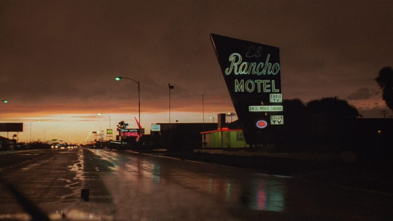 The Rancho Motel at dusk