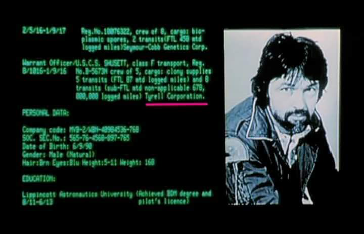 A computer screen resume for the character Dallas from the movie Alien
