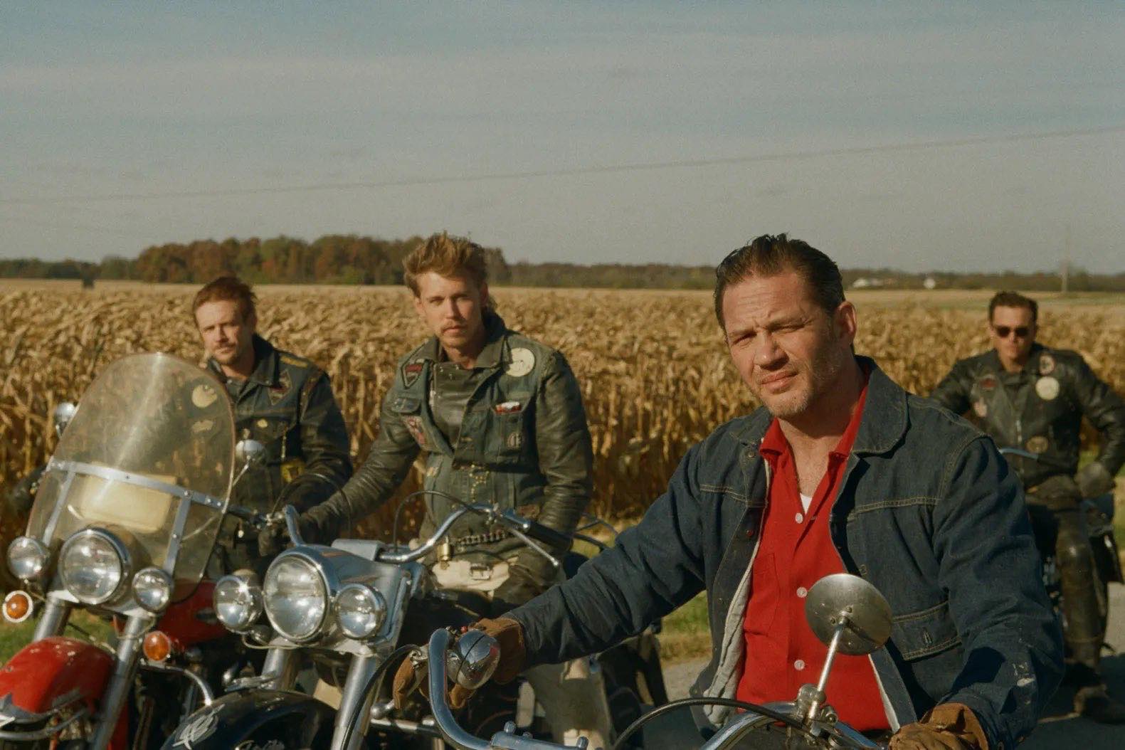 Members of the Vandals motorcycle club on their motorcycles