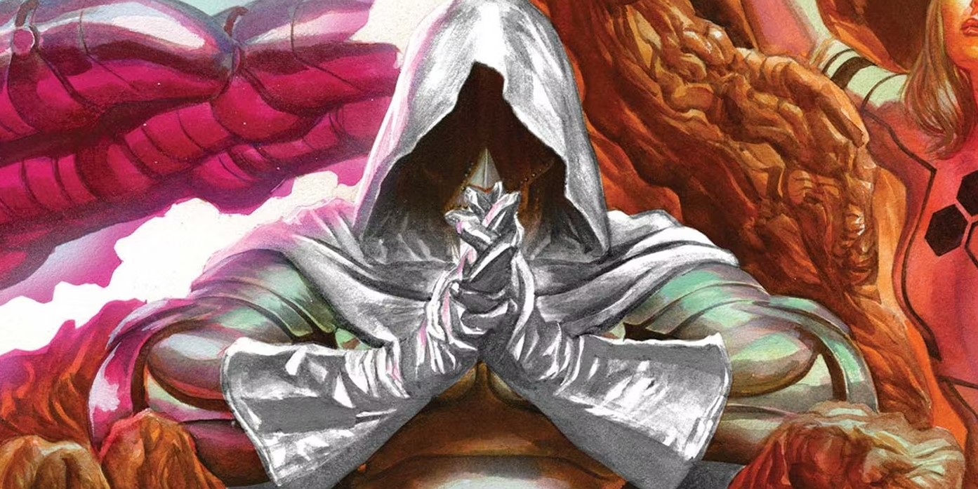 God Emperor Doom sits on his throne