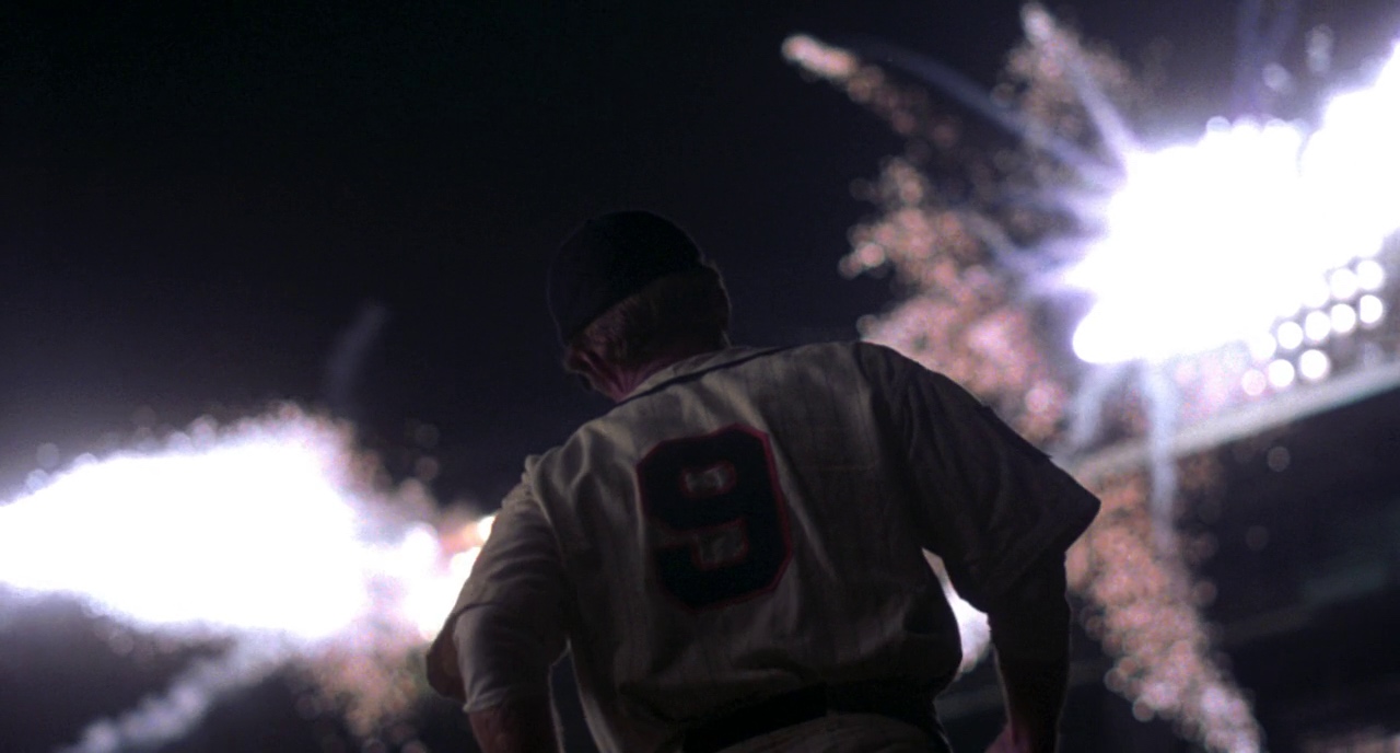 Roy Hobbs rounds the bases as the stadium lights explode